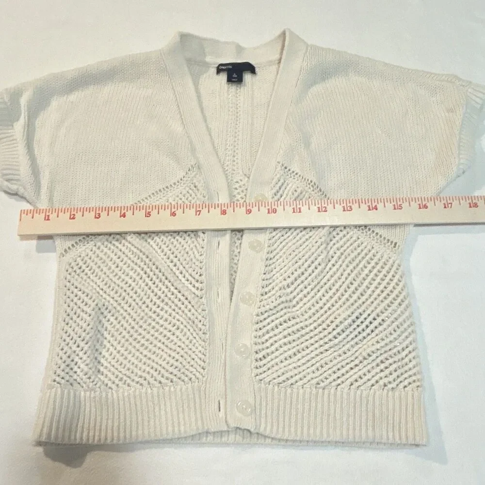 GapKids Girls Size 10-12 White Knit Cotton Button Front V-Neck Cardigan